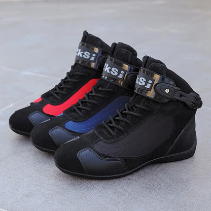 Men's Classic Motorcycle Boots Lightweight Breathable Motocross Racing Karting Shoes Motorcyclist Go-Kart Footwear