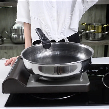 Detachable Handle 316 Stainless Steel Flat Bottomed Pan Outdoor Portable Non Stick Frying Pan Outdoor Cooking Utensils
