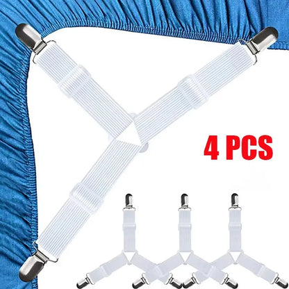 4Pcs/set Elastic Bed Sheet Grippers Three Head Clips Gripper Holder Suspender Bed Sheet Fasteners Home Textiles Organize Gadget
