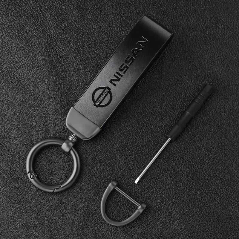 Vintage Leather Car Keychain Key Ring Pendant Fit For Nissan Sylphy N7 Qashqai J10 J11 Note Teana Navara Juke GTR 350Z Patrol Ti
