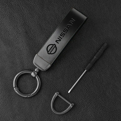 Vintage Leather Car Keychain Key Ring Pendant Fit For Nissan Sylphy N7 Qashqai J10 J11 Note Teana Navara Juke GTR 350Z Patrol Ti