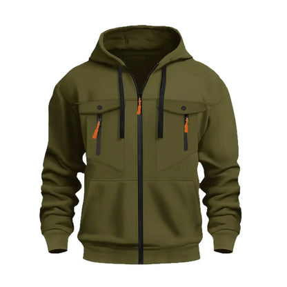 2026 Men's Casual Zipper Hoodie Fashionable Street Style Comfortable Loose Version Autumn/Winter Warm Hoodie Men's Clothing