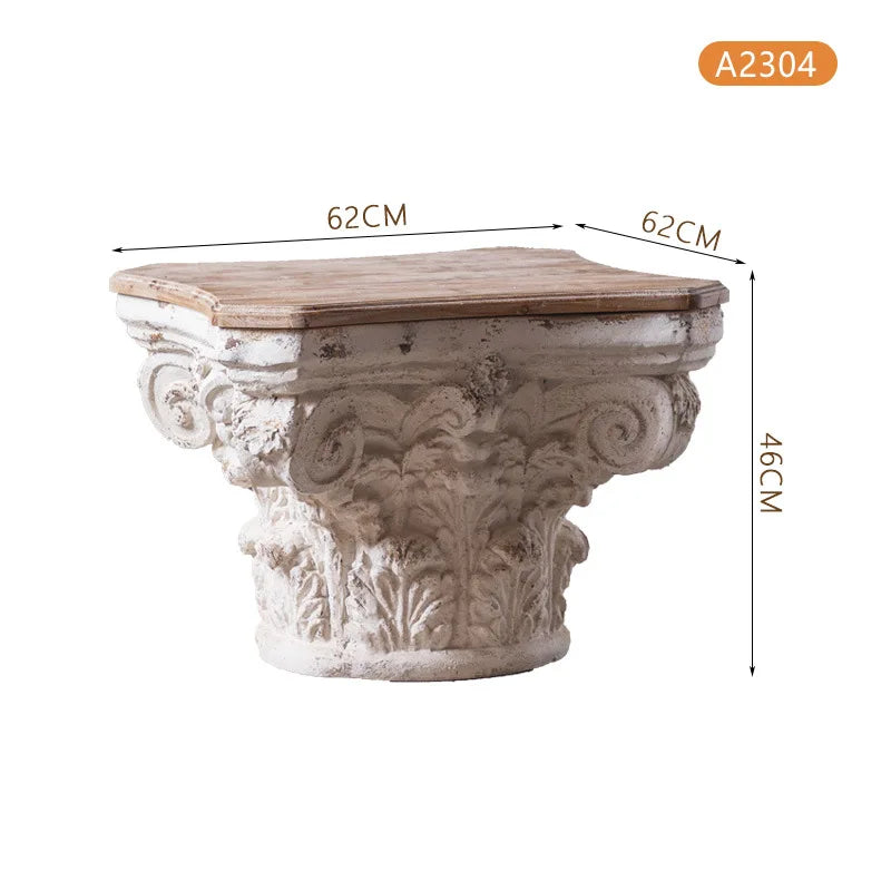 wooden stump side table, flower shop dec
oration, flower rack, mall display window, Roman column,
 distressed sofa side table