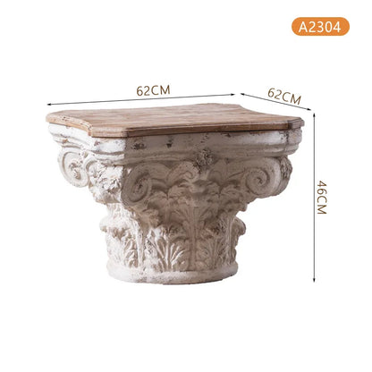 wooden stump side table, flower shop dec
oration, flower rack, mall display window, Roman column,
 distressed sofa side table