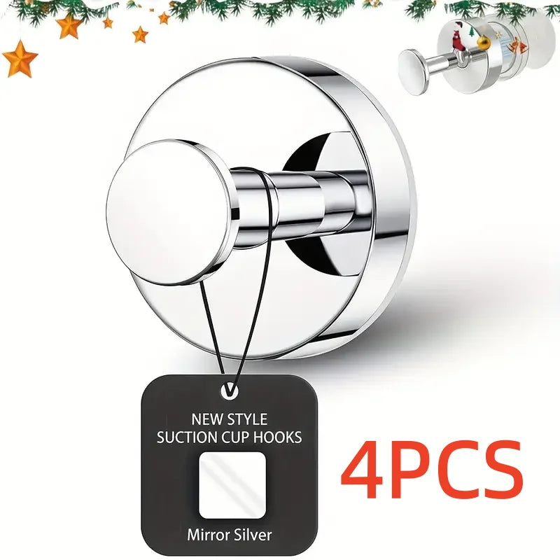 Stainless SteeHeavy Duty Suction Cup Hooks – No Drill Wall Mount for Shower, Bathroom, Kitchen Holds 6.8KG on Glass/Mirror/Tile