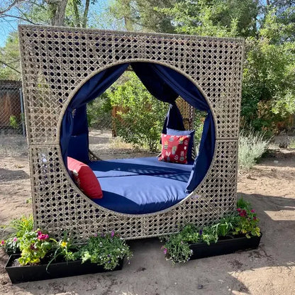 ABB  outdoor rattan bed round bed recliner Internet celebrity bed and breakfast garden hotel villa courtyard sofa
