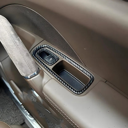For Porsche Macan 2014-2025 Carbon Fiber Style Car Window Lifter Button Cover Trim Accessories