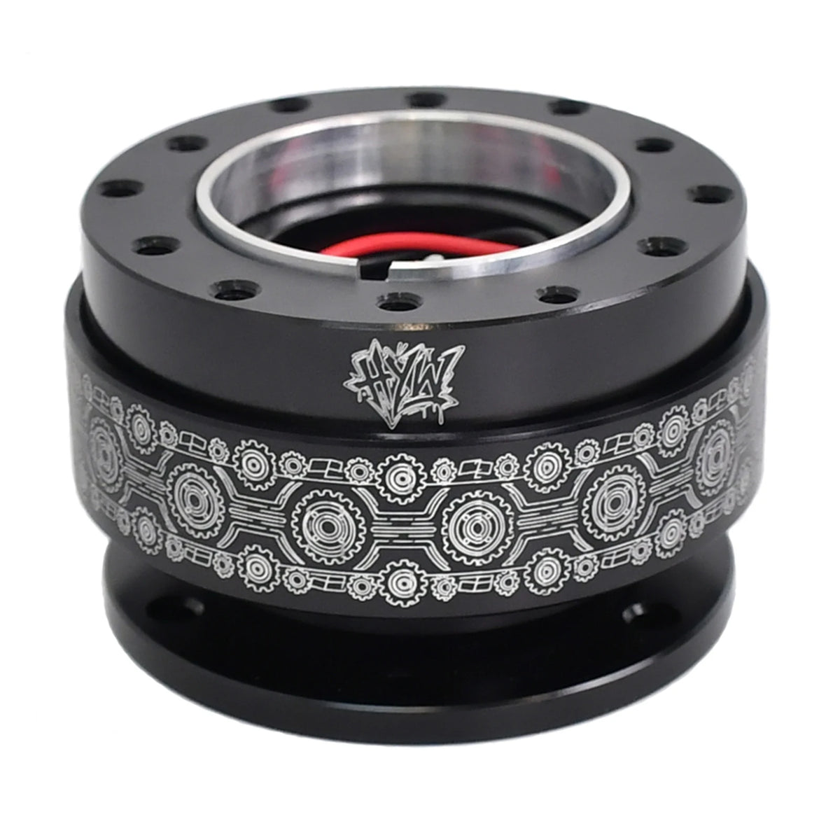 HYW Steering Wheel Quick Release Black Metal Laser Print Patterns Universal Drift Car Racing JDM Car Modification Parts