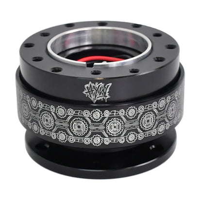 HYW Steering Wheel Quick Release Black Metal Laser Print Patterns Universal Drift Car Racing JDM Car Modification Parts