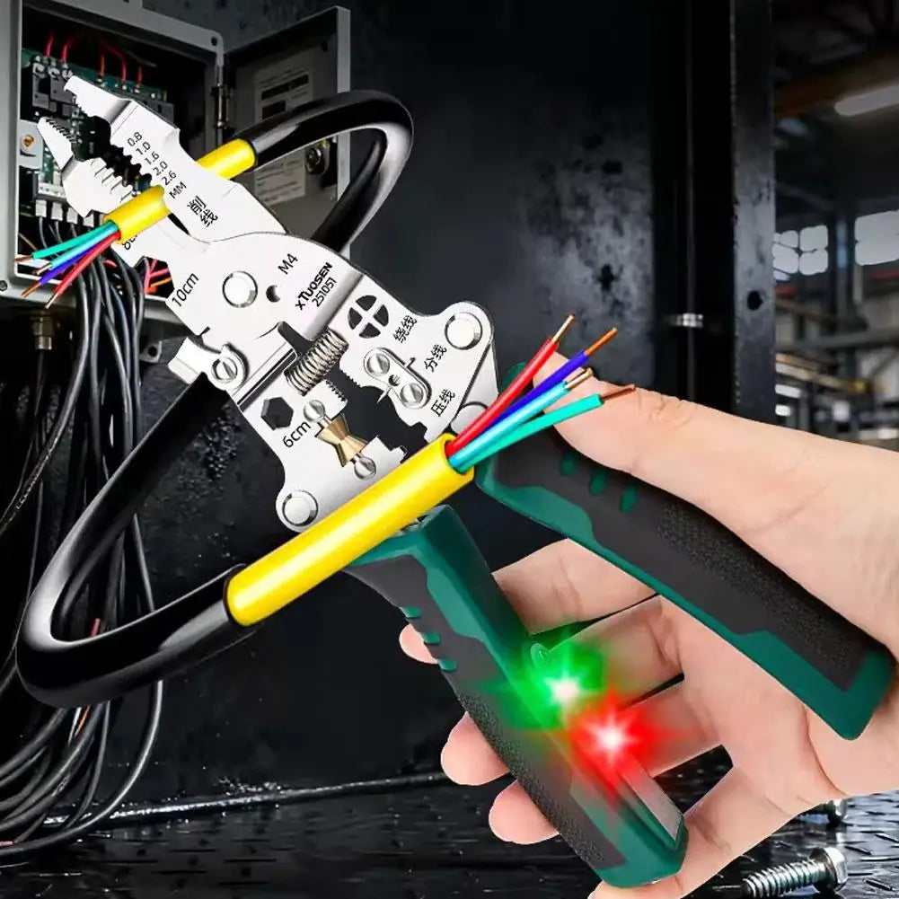 Foldable Wire Stripping Pliers Voltage Testing Cable Cutting Crimping Pliers Multifunctional Wire Stripper Electrician Pliers