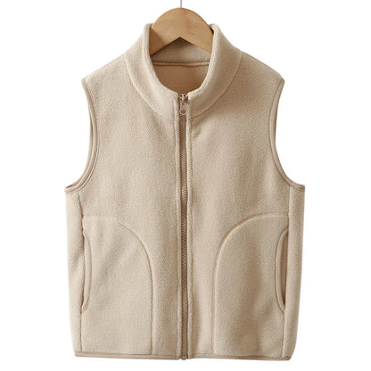 Autumn Kid Vest Winter Warm Fleece Sleeveless Jacket For Boys Girls Casual Versatile Teenage Children Outerwear