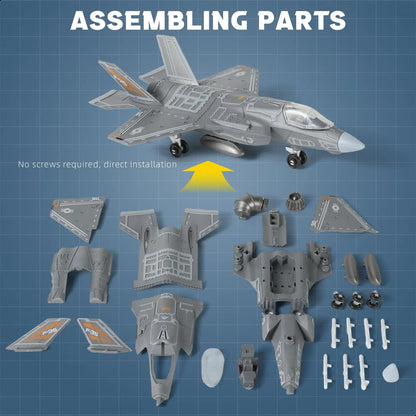 1:72 Scale F-35 Fighter Jet Quick Build Model Kit Plastic Millitary F35 Airplane Toy Assembly Aircraft Model with Stand for Kids
