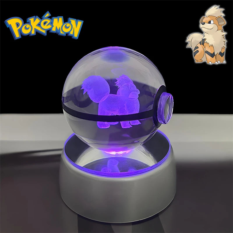 Pokemon 3D Crystal POKE BALL Figure Toys Snivy Dragonair Blastoise Venusaur Milotic Raichu Night Light LED Lamp Base Model Dolls