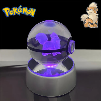 Pokemon 3D Crystal POKE BALL Figure Toys Snivy Dragonair Blastoise Venusaur Milotic Raichu Night Light LED Lamp Base Model Dolls