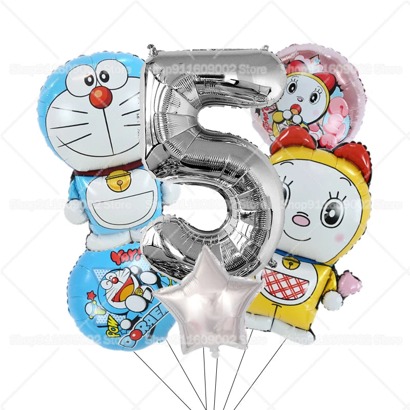 Doraemons Number 1-10 Balloons Girls Boys Birthday Decorations Baby Shower Gender Reveal Balloon Party Supplies Kids Toys Gift