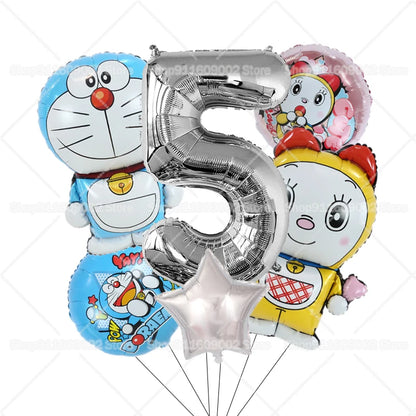 Doraemons Number 1-10 Balloons Girls Boys Birthday Decorations Baby Shower Gender Reveal Balloon Party Supplies Kids Toys Gift