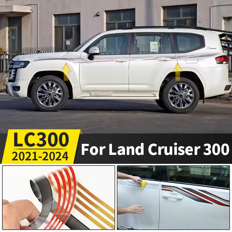 For Toyota Land Cruiser 300 LC300 2021-2027 Body Side Waist Line Decal Stripe Sticker Exterior Styling Upgrade Parts