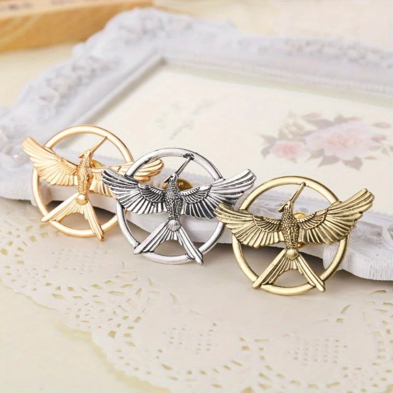 Jewelry mocking bird brooch badge