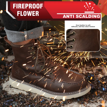 High Quality Leather Boots Men Work Boots Waterproof Safety Shoes Men Autumn Winter Boots Steel Toe Shoes Puncture-Proof Boots