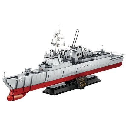 600pcs Arleigh Burke-class destroyer aircraft carrier naval military ship submarine model building blocks toy for boys WG5510
