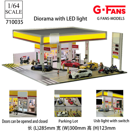 G Fans 1/64 Scale Car Garage Miniatures Model Car Parking Lot Diecast Scene Display Vehicle Scene Toy Background Collection