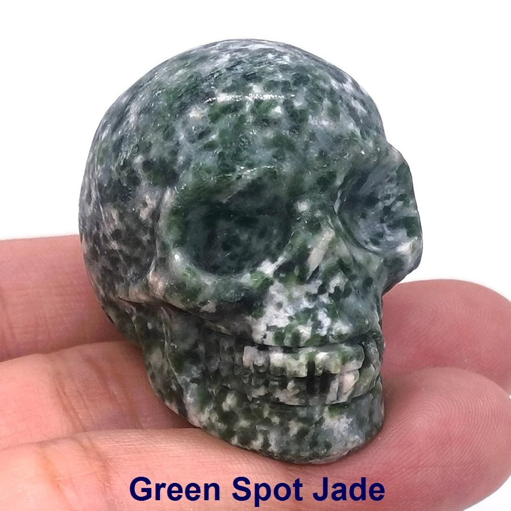 Wholesale 1.5" Natural Stones Crystal Skull Statue Amethyst Quartz Tiger Eye Carved Ore Mineral Crystals Figurine Home Decor