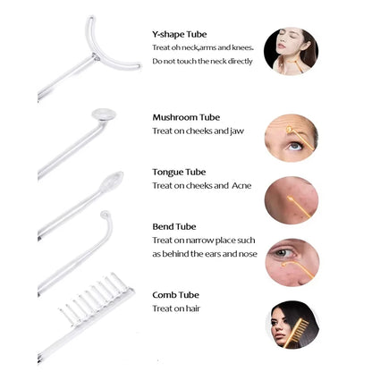 5in1 High Frequency Face Wand Improve Skin Elasticity Portable Handheld High Skin Therapy Wand Machine Neon Argon