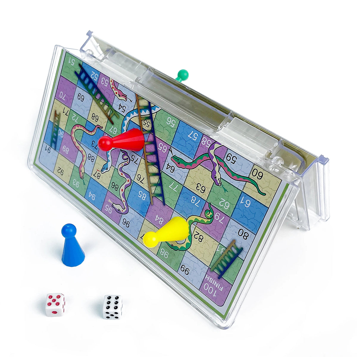 Foldable Magnetic Crystal Snakes and Ladders Board Game Transparent Plastic Chessboard Tabletop Travel Outdoor Game Set