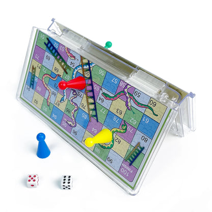 Foldable Magnetic Crystal Snakes and Ladders Board Game Transparent Plastic Chessboard Tabletop Travel Outdoor Game Set