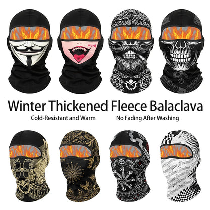 Winter Warm Plus Velvet Balaclava Motorcycle Cold-proof Scarf Ski Full Face Mask Skull Clown Windproof Neck Cover Cycling Cap