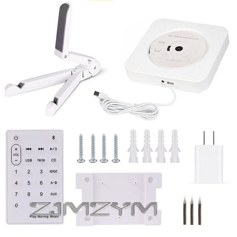 CD Player Bluetooth Speaker LED Screen Wall Mounted Music Player FM Radio 3.5mm Stereo CD /MP3 Players With Remote Control