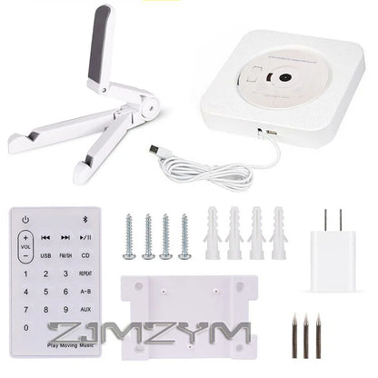 CD Player Bluetooth Speaker LED Screen Wall Mounted Music Player FM Radio 3.5mm Stereo CD /MP3 Players With Remote Control