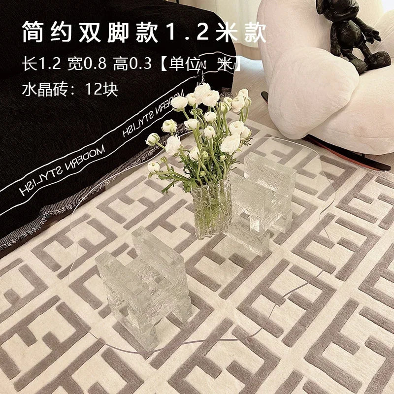 JB Modern Luxury Coffee Table Cloud Shape Design Glass Living Room Coffee Table Unique Glam Table Basse Pour Salon Home Furnitur