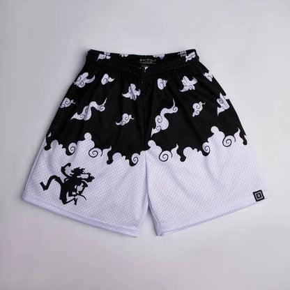 One Piece Straw Hat Pirates Wave Mesh Shorts Men Women Summer Quick Dry Breathable Sports Gym Casual Jogger Shorts