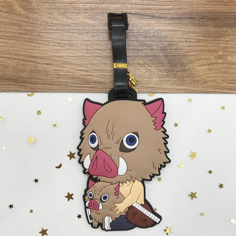 Popular "Demon Slayer" luggage tags, cartoon character design, flat mouth, easy to use, made of PVC