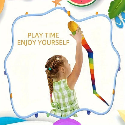 Rainbow Ribbon Throwing Ball Kids Outdoor Sensory Play Toy Stress Relief Hand Catch Flying Ball For Beach Lawn Parent Child Game