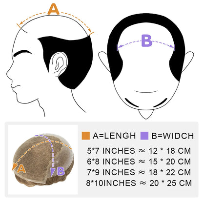 0.03mm Thin Skin Men's Wig 90% 100% Density Human Hair Men Toupee Capillary Prosthesis V Loop Natural Hairline for Hair Loss