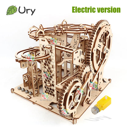 Ury 3D Wooden Puzzle Marble Run Set Track Device Mechanical Manual Model Science High Difficulty Maze Ball Assembly Toy