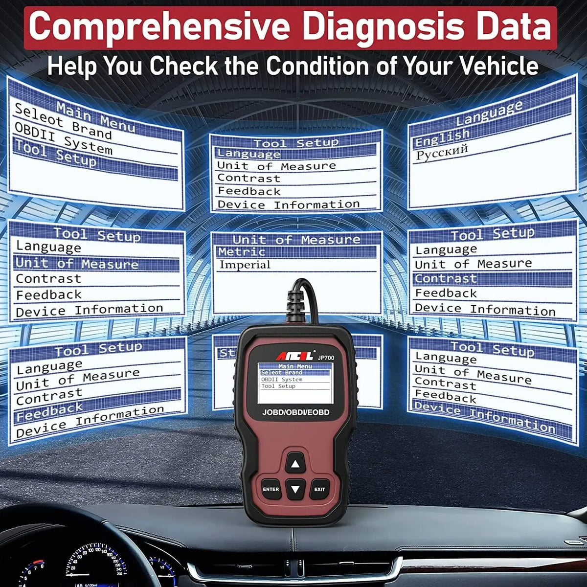 OBD2/JOBD Scanner Full OBD2/EOBD Diagnostic Tools Automotive ANCEL JP700 Professional Code Reader Scanner Check Engine pk ELM32