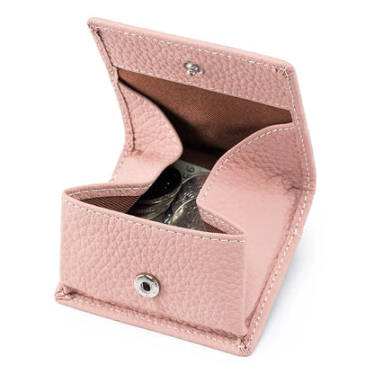 1 Pcs Genuine Leather Coin Purse Makaron Change Holder Mini Pocket Pouch Wallet for Men Women Compact Snap Closure Coin Case