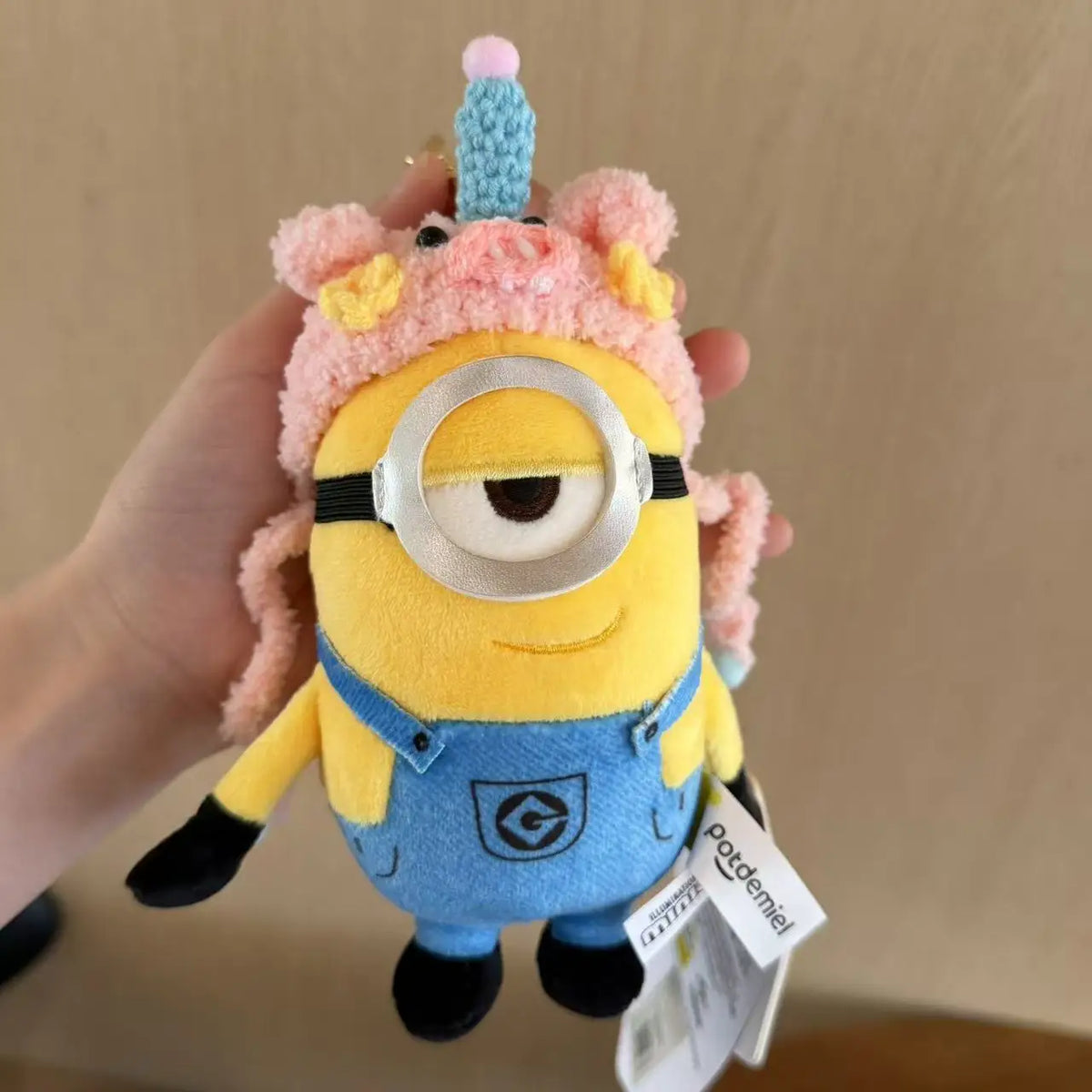 Genuine Cute Little Yellow Minion Bob Backpack Pendant Cartoon Plush Doll Keychain Bag Doll Decoration Birthday Gift