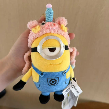 Genuine Cute Little Yellow Minion Bob Backpack Pendant Cartoon Plush Doll Keychain Bag Doll Decoration Birthday Gift