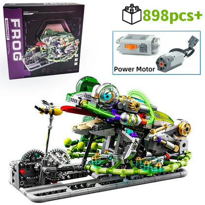 Mechanical Frog Building Blocks STEM Toy, Jumping Robot Model Kit with Movable Legs & Gears, 898PCS Educational Gift for Kid