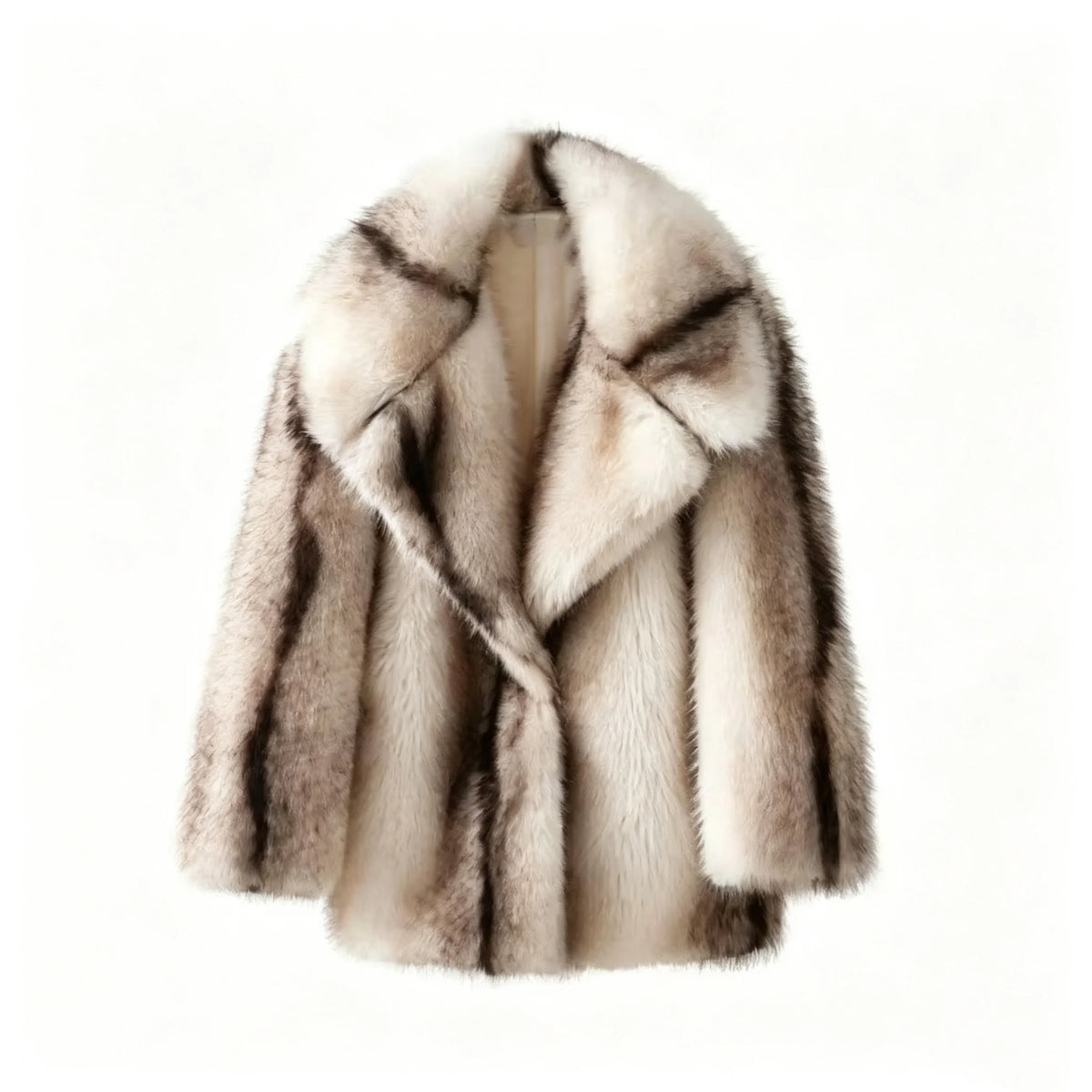 PUAL Luxury Brand Fashion Women Yellow Striped Faux Fur Jacket Coat Chic Girls 2025 Winter Oversized Warm Outerwear Overcoat