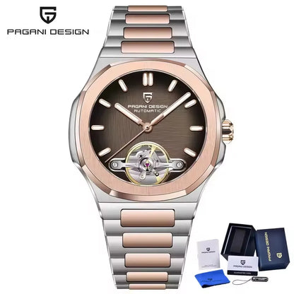 PAGANI DESIGN New Mechanical Hollow-Out Tourbillon Men Watch Sport Elegant Sapphire Waterproof Watch Japan Movt 316L Steel Clock