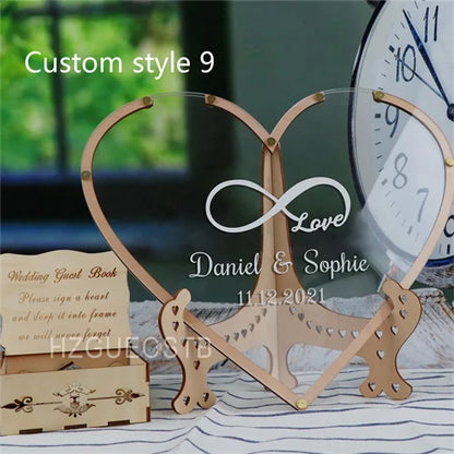 Hearts Unique Wedding Mr Mrs Guest Book Decoration Memory Guest Book Drop Box Signature Acrylic Guest Book Alternative