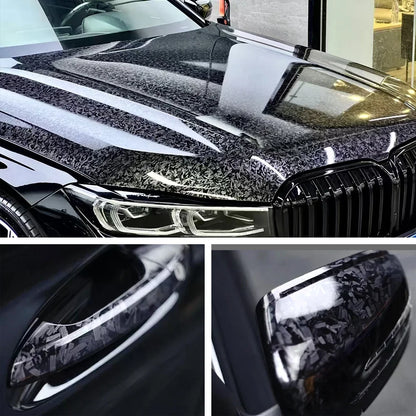 Black Forged Carbon Fiber Vinyl Wrap Cosmic Hex Carbon Car Wrapping Film For Interior & Exterior Vehicle Motorcycle