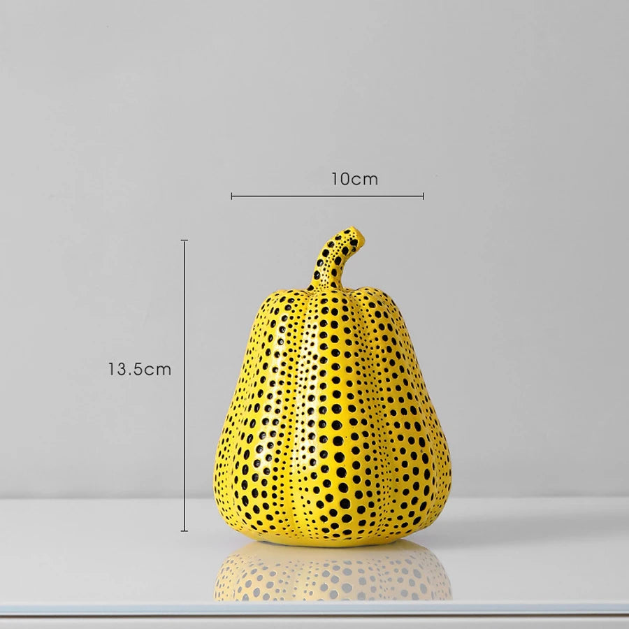 Yellow Wave Point Arts Crafts Funny Animal Owl Pumpkin Bird Statues Ornament Home Room Sculpture Desktop Decoration Figurines