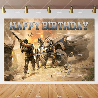 Call of Duty Theme Backdrop Kids Birthday Decorations Party Supplies Banner Poster Stimulating Game Boys Favor Gifts Photo Props