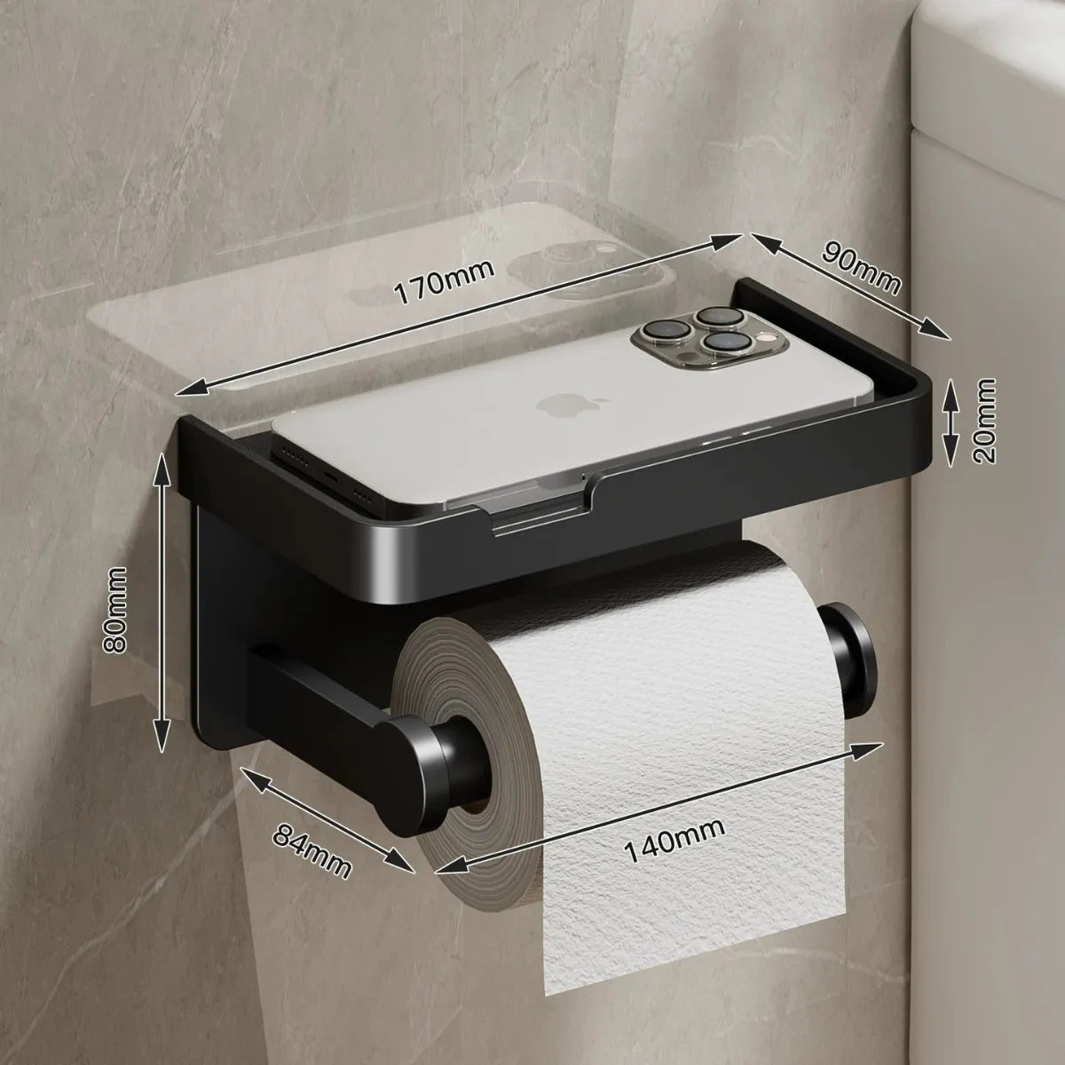 Toilet Paper Holder ﻿Aluminum Alloy Wall-Mounted Toilet Roll Holder Storage Toilet Paper Dispenser Bathroom Kitchen Towel Rack